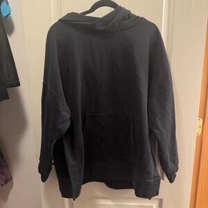 Fabletics Black Hoodie with Logo Side Slits Size XXL